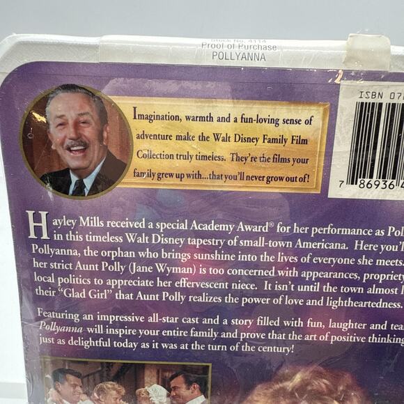 Sealed Walt Disney Family Film Collection Pollyanna Clam Shell Case 1997 VHS - Picture 3 of 8